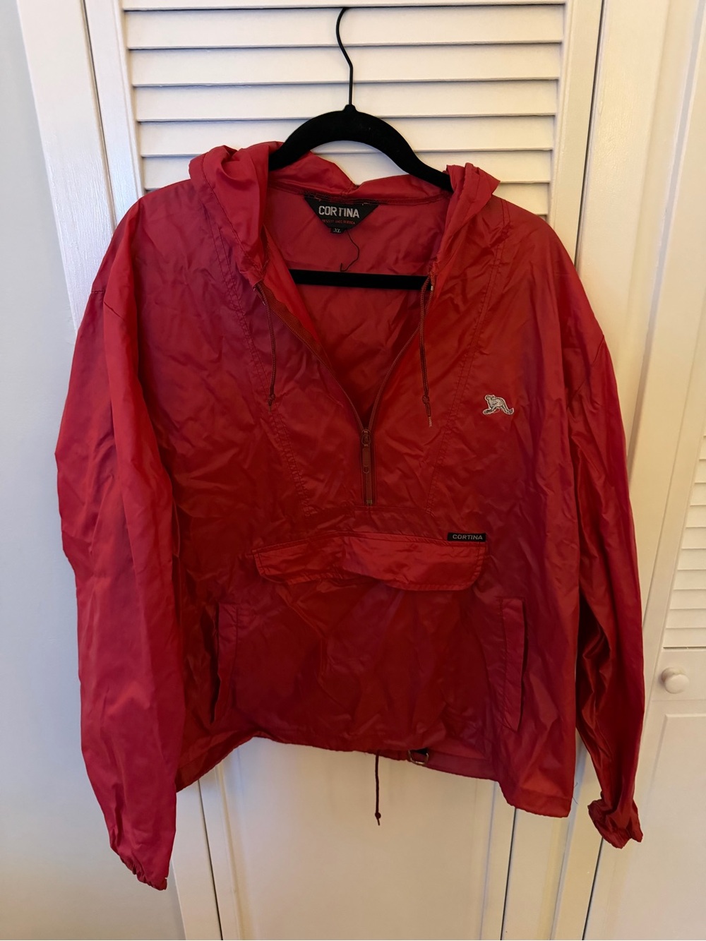 Women's Red Hooded Pullover Bomber Jacket